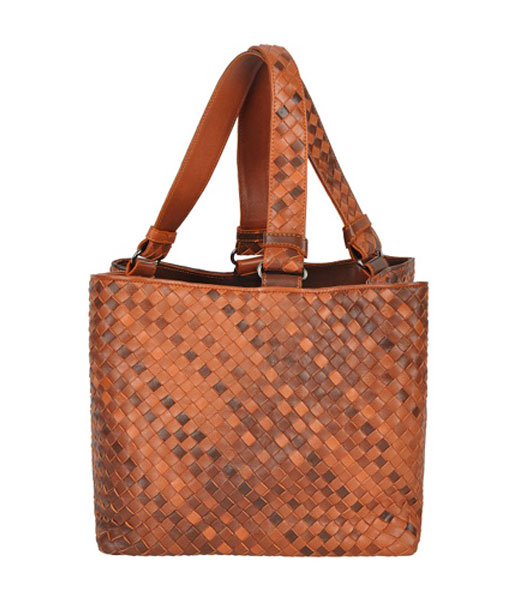 Bottega Veneta Woven Agnello Tote Bag Arancione